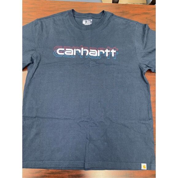 Carhartt Mens Navy Loose Fit Short Sleeve Tee Shirt Size Large - Picture 1 of 6